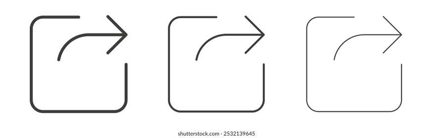 Export icon in fill and three stroke sizes