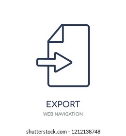Export icon. Export linear symbol design from Web navigation collection. Simple outline element vector illustration on white background.