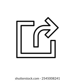 Export icon Outline set in black and white color