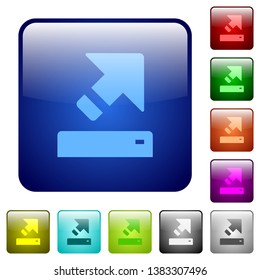Export icons in rounded square color glossy button set