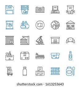 export icons set. Collection of export with products, box, delivery, ship, package, container, crate, package delivered, cargo, diskette. Editable and scalable export icons.