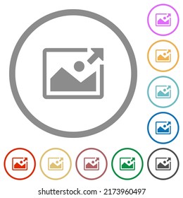 Export image flat color icons in round outlines on white background