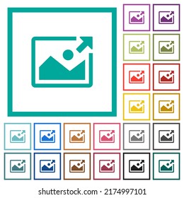 Export image flat color icons with quadrant frames on white background