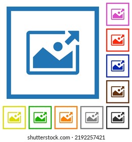 Export image flat color icons in square frames on white background