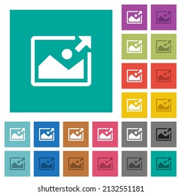 Export image multi colored flat icons on plain square backgrounds. Included white and darker icon variations for hover or active effects.