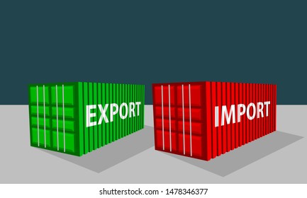 export and import cargo containers, vector illustration 