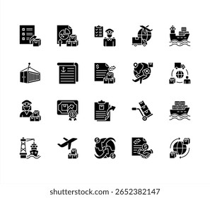 Export import editable stroke icon set.