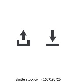 Export and import file icons. Upload, download sign. Share document symbol. Interface button. Element for design mobile app or website.