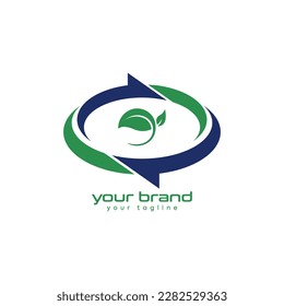 Export import green leaf vector logo on white background.