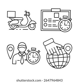 Collectieset voor het importeren van pictogrammen exporteren. Bevat supply chain, handel, douane, tarief, vracht, logistiek, vracht pictogram. Eenvoudige platte vector.