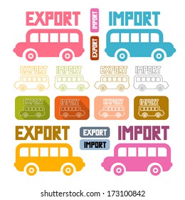 Export Import Icons Isolated on White Background