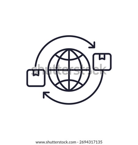 export and import line icon, global trade vector