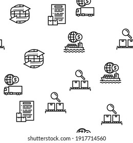 Export Import Logistic Vector Seamless Pattern Thin Line Illustration