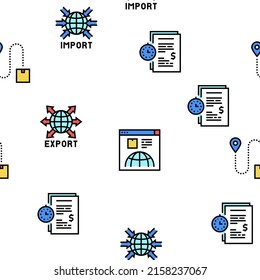 Export Import Logistic Vector Seamless Pattern Thin Line Illustration