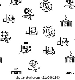 Export Import Logistic Vector Seamless Pattern Thin Line Illustration