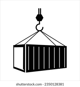 Import exportieren. Pulley- und Containersymbol. Versand flach Symbol Illustration..eps