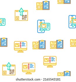 Export And Import Transportation Vector Seamless Pattern Color Line Illustration