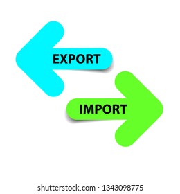 Export and Import two Color Arrow with Shadow - Vector