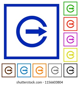 Export with inner arrow flat color icons in square frames on white background