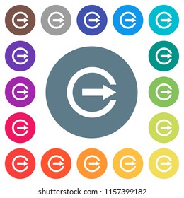 Export with inner arrow flat white icons on round color backgrounds. 17 background color variations are included.