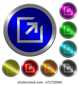 Export with inner arrow icons on round luminous coin-like color steel buttons