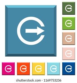 Export with inner arrow white icons on edged square buttons in various trendy colors