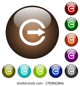 Export with inner arrow white icons on round glass buttons in multiple colors