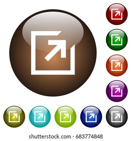 Export with inner arrow white icons on round color glass buttons