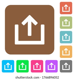 Export item flat icons on rounded square vivid color backgrounds.