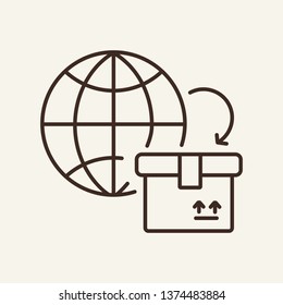 Export line icon. Delivery, postal service, parcel. Global concept. Vector illustration can be used for topics like shipment, transportation, shopping