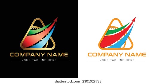 Export logo design, colorful abstract vector branding logo.