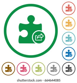 Export plugin flat color icons in round outlines on white background