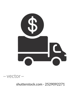 export price, cost shipping icon, freight, delivery fee, free or pay logistic, flat vector illustration