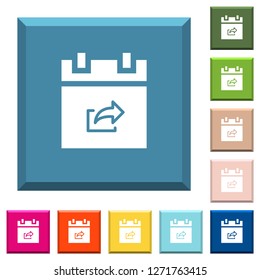 Export schedule item white icons on edged square buttons in various trendy colors