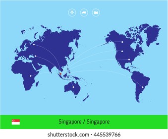 Export from Singapore to the world vector illustration