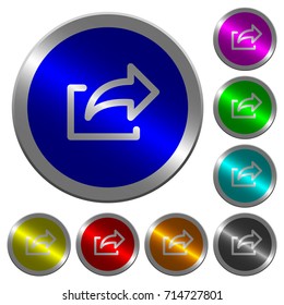 Export symbol icons on round luminous coin-like color steel buttons