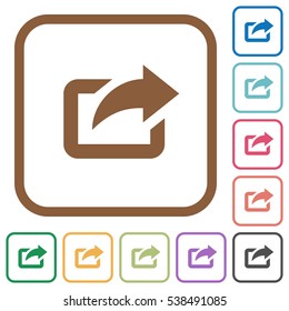 Export symbol simple icons in color rounded square frames on white background