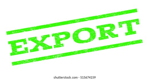Export watermark stamp. Text tag between parallel lines with grunge design style. Rubber seal stamp with dirty texture. Vector light green color ink imprint on a white background.