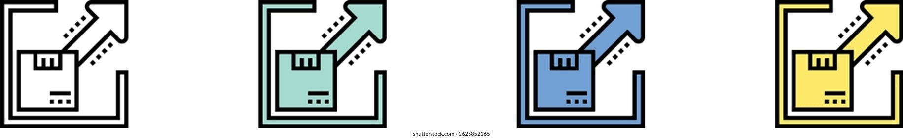 exportation icon. Outline, Green, Blue and Yellow Style Design Isolated On White Background