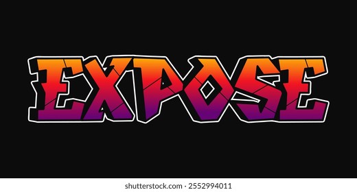 Exponer letras de estilo de graffiti de palabra. Vector dibujado a mano doodle ilustración de logotipo de dibujos animados. Divertido fresco exponer letras, moda, impresión de estilo de graffiti para camiseta, concepto de póster