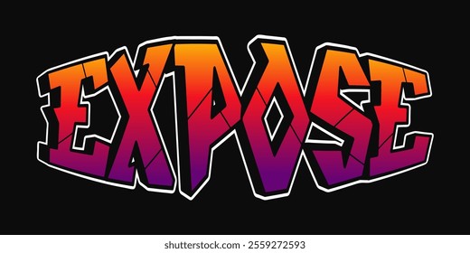 Expose word graffiti style letters. Vector hand drawn doodle cartoon logo illustration. Funny cool Expose letters, fashion, graffiti style print for t-shirt, poster 