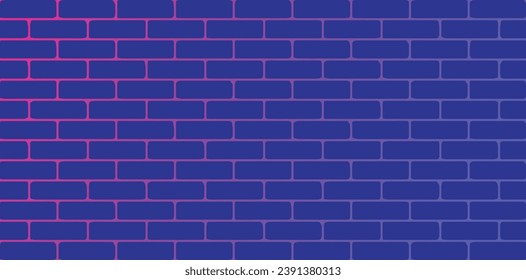 Exposed brick wall cyberpunk background gradient pink and blue color vector design illustration