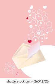Exposed envelope with a love