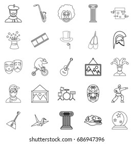 Exposition icons set. Outline set of 25 exposition vector icons for web isolated on white background