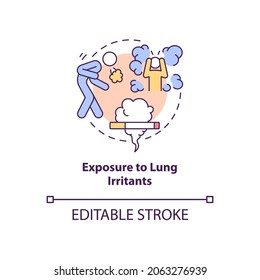 Exposure to lung irritants concept icon. Pneumonia risk factor abstract idea thin line illustration. Inflammatory response. Respiratory problems. Vector isolated outline color drawing. Editable stroke