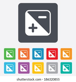 Exposure Photo Camera Sign Icon. Quantity Of Light Settings. Rounded Squares 11 Buttons. Vector