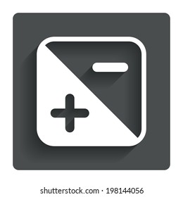 Exposure Photo Camera Sign Icon. Quantity Of Light Settings. Gray Flat Button With Shadow. Modern UI Website Navigation. Vector