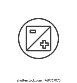 Exposure settings plus and minus line icon, outline vector sign, linear style pictogram isolated on white. Camera zoom mode symbol, logo illustration. Editable stroke