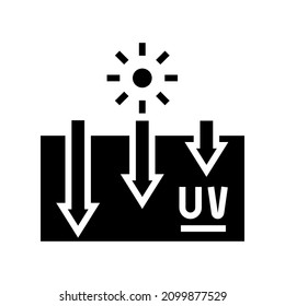 exposición de la piel al vector de icono del glifo del proceso de curtido de rayos uv. exposición de la piel al signo del proceso de curtido de rayos uv. símbolo de contorno aislado ilustración negra