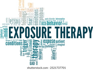 Exposure Therapy Wortwolke konzeptionelle Gestaltung einzeln auf weißem Hintergrund.